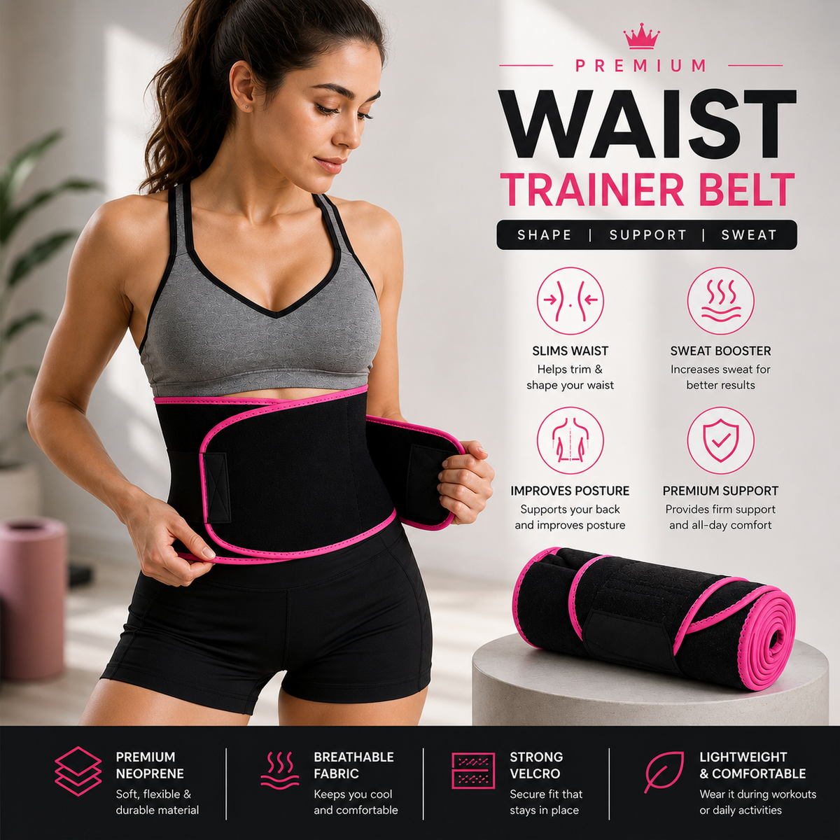 Adjustable Waist Trimmer Belt for Tummy Control & Daily Wear